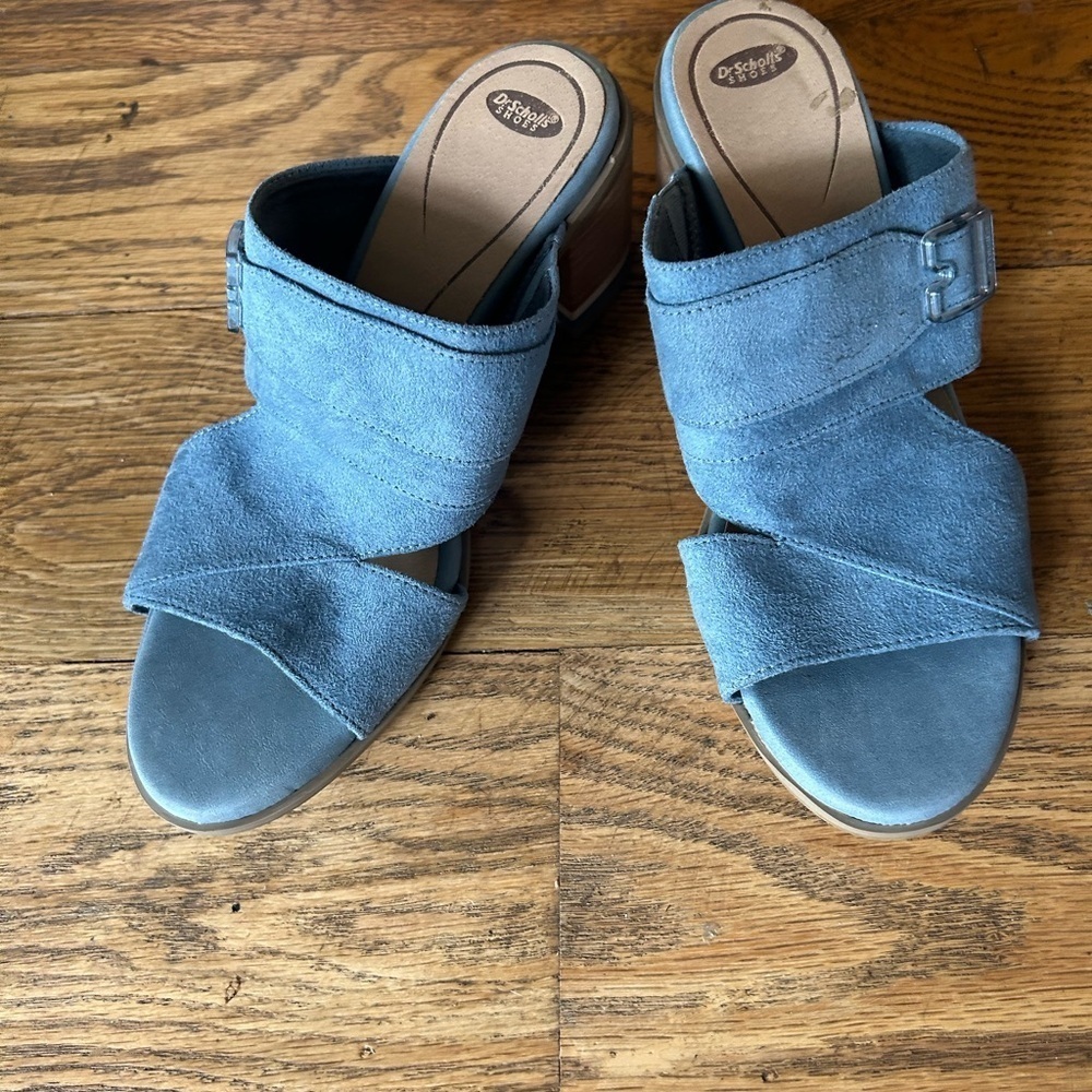 Dr Scholls shoes spellbound sandal heel blue size 8 slip on - Picture 6 of 11